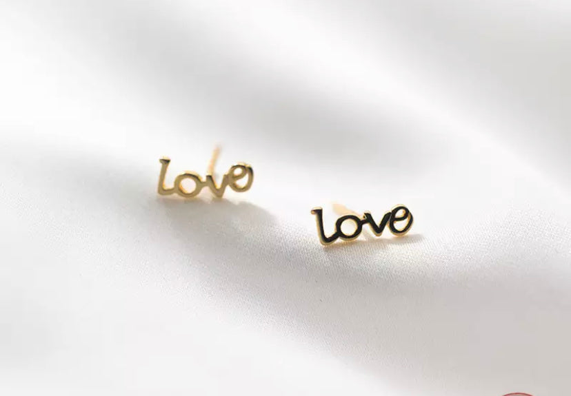 Love Stud Earrings Sterling Silver