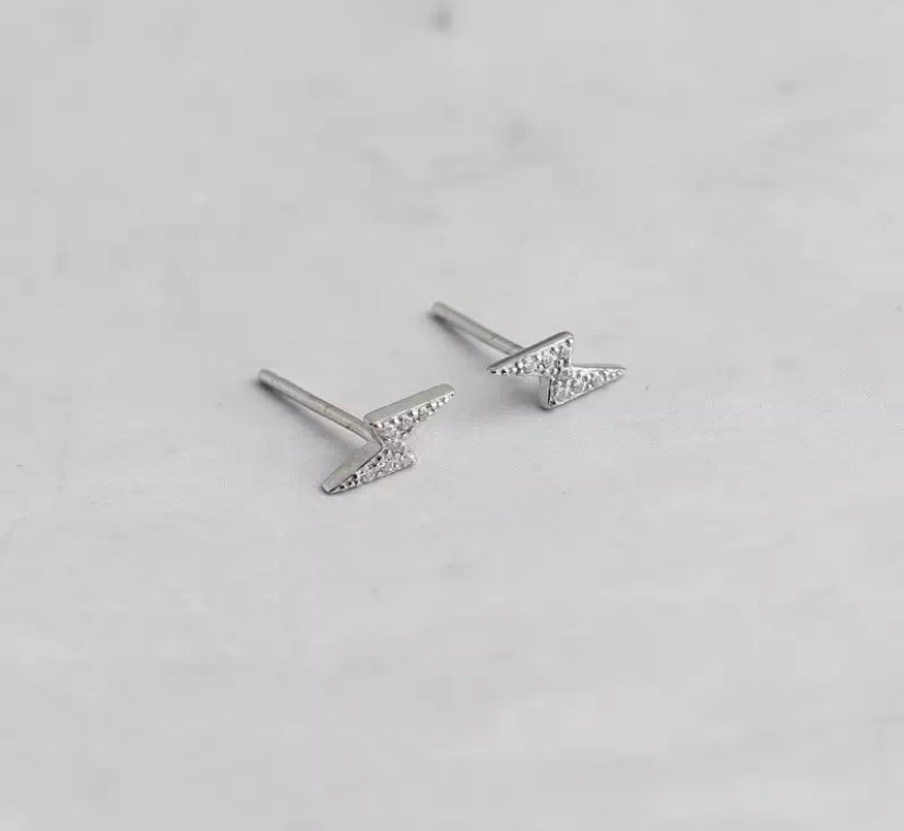 Flash Pavé Stud Earrings Sterling Silver